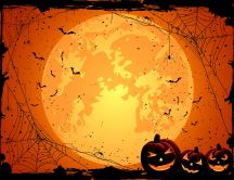 Big moon and scary pumpkins - Halloween night