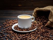 Hot coffee from fresh coffee beans - Morning drink