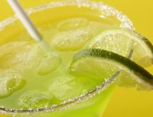 Fresh limonade with limes and ice cubes - Summer drink