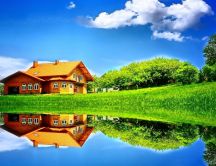 Perfect house view in the mirror of the lake - Wonderful