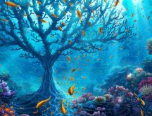 Wonderful underwater life tree - colourful Coral reef