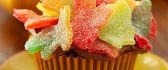 Sweet muffin with colourful jelly leaves-Autumn Candy moment