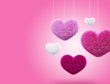 Fluffy hearts down from the pink sky - Love wallpapers
