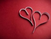 Hearts paper shape and a red background - Love wallpaper