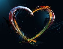 Abstract computer digital art-Color heart on dark background