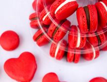 Red macarons - Delicious sweet time on Valentines Day
