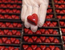 Millions of red chocolate hearts - Delicious Valentines Day