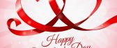 Two hearts made from red ribbon - Happy Valentines Day