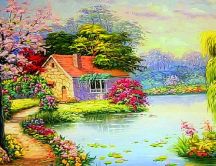 Spring season in a beautiful painting view - HD wallpaper