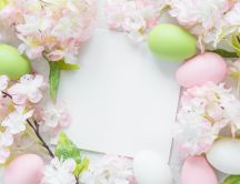 White paper for a Easter message 2020 - Green and pink eggs
