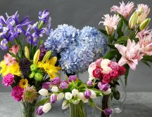 Wonderful spring flowers in vase - Happy Spring season time