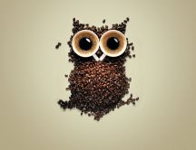 Funny coffee - two cups make eyes and coffee beans body