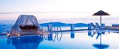 Romantic blue night on the pool-Summer holiday infinity pool