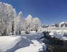 Winter season cold mountain river - HD wallpaper