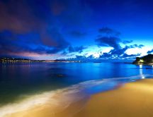 Blue light over the ocean water - HD wallpaper
