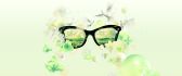 Spring glasses with fresh colors of flowers